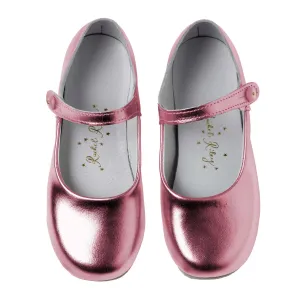Button Strap Slipper, Pink Metallic
