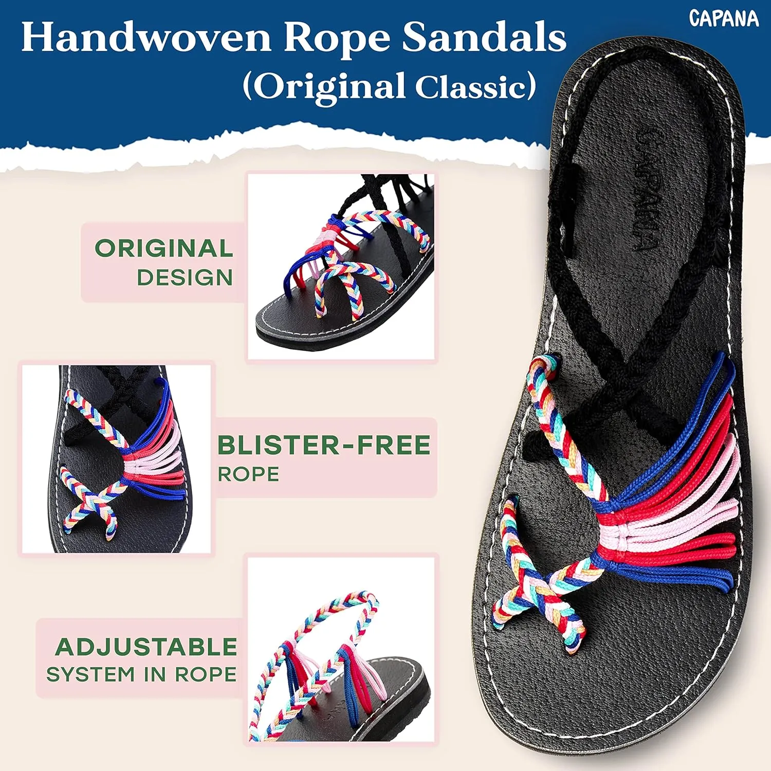 Capana Woven Women's Flat Sandals - Strappy Braided Sandals, Beach Sandals for Women Dressy Summer, Rope Bohemian Sandals, Spring Casual Womens Shoes, Comfy Boho Flats for Teen Girls  Banyan
