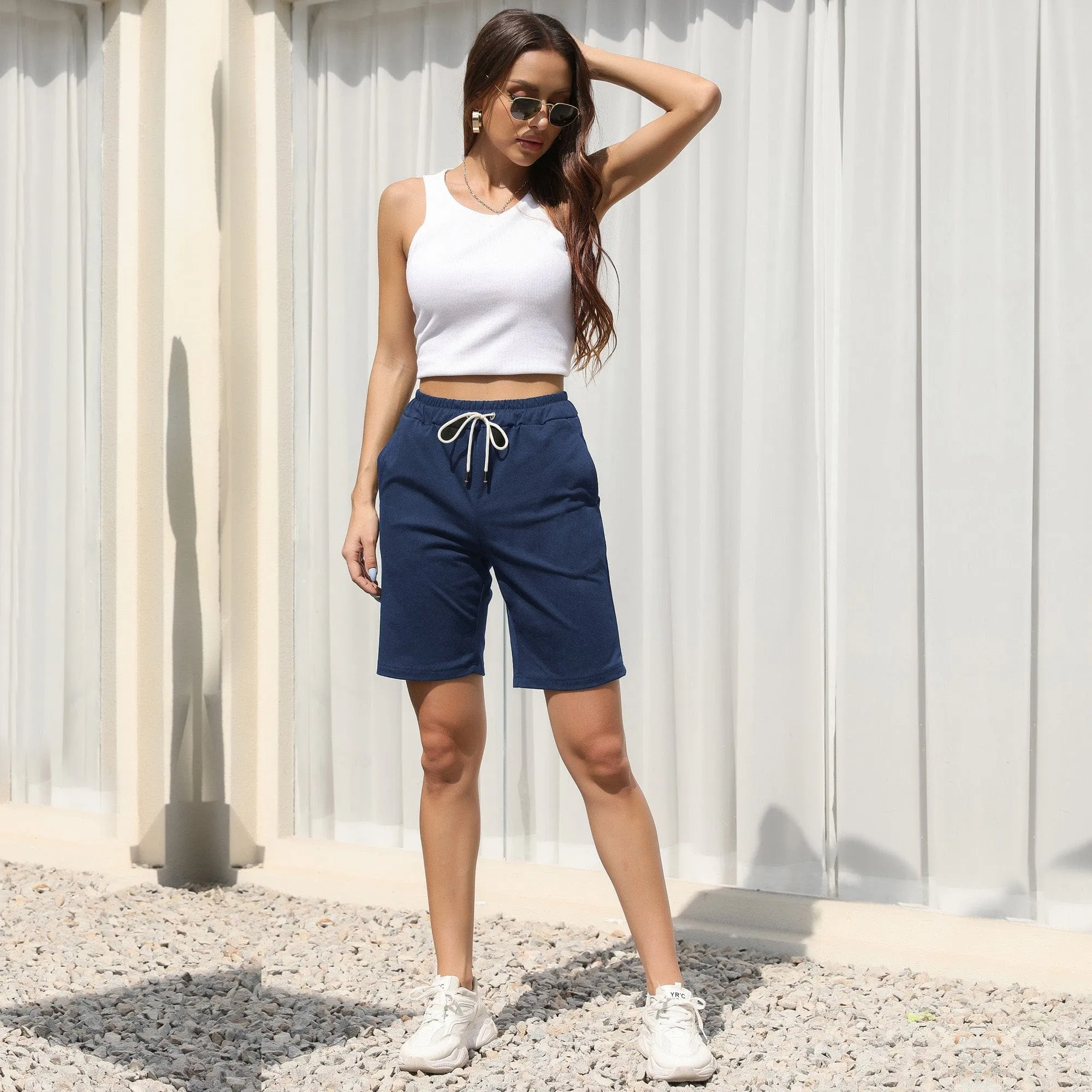 Contrast Drawstring Bermuda Shorts