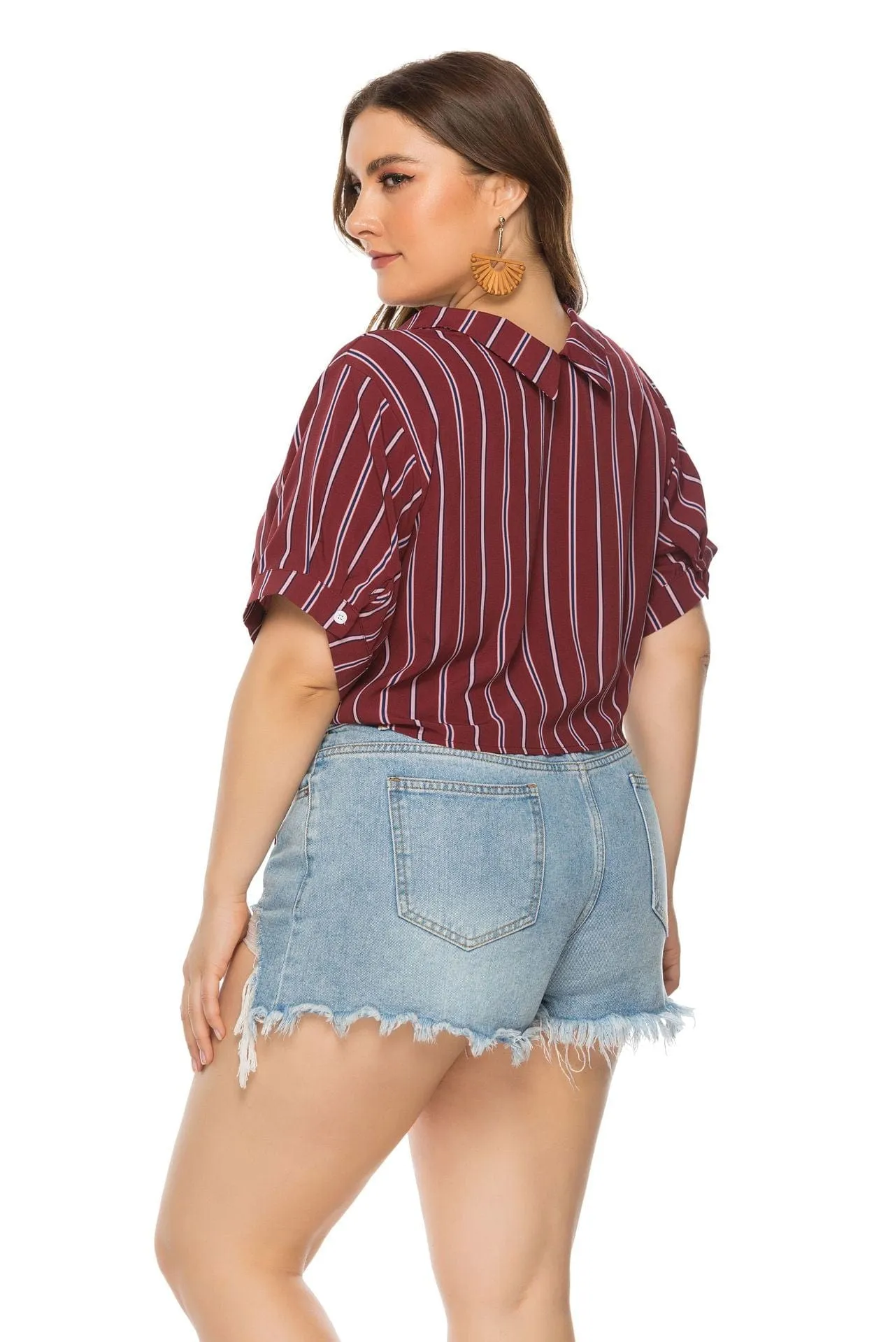 Curvy Knot Hem Button Down Polo