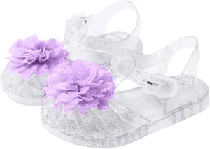 Everyday Slide Sandals with Backstrap Sandals For Girls Kids Toddler Dress Up Flat Sequins Butterfly Mary Jane Shoes Summer Casual Sandal Flower Girl Shoes