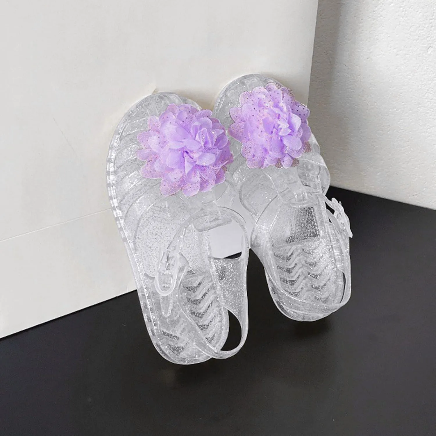 Everyday Slide Sandals with Backstrap Sandals For Girls Kids Toddler Dress Up Flat Sequins Butterfly Mary Jane Shoes Summer Casual Sandal Flower Girl Shoes