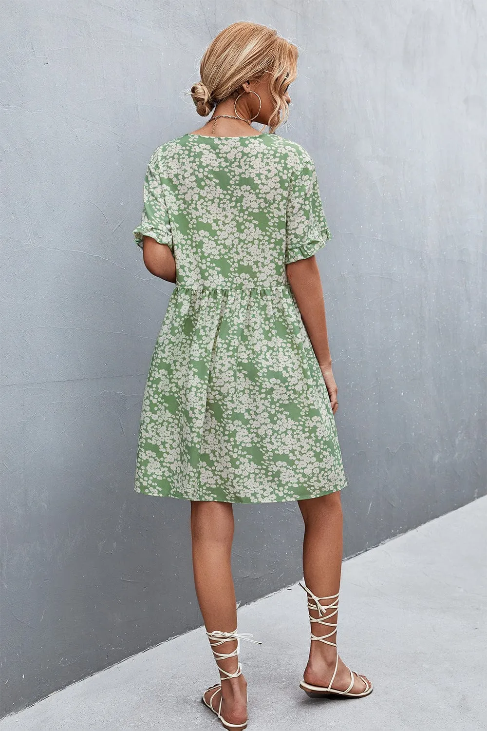 Floral Button Down Pocket Dress
