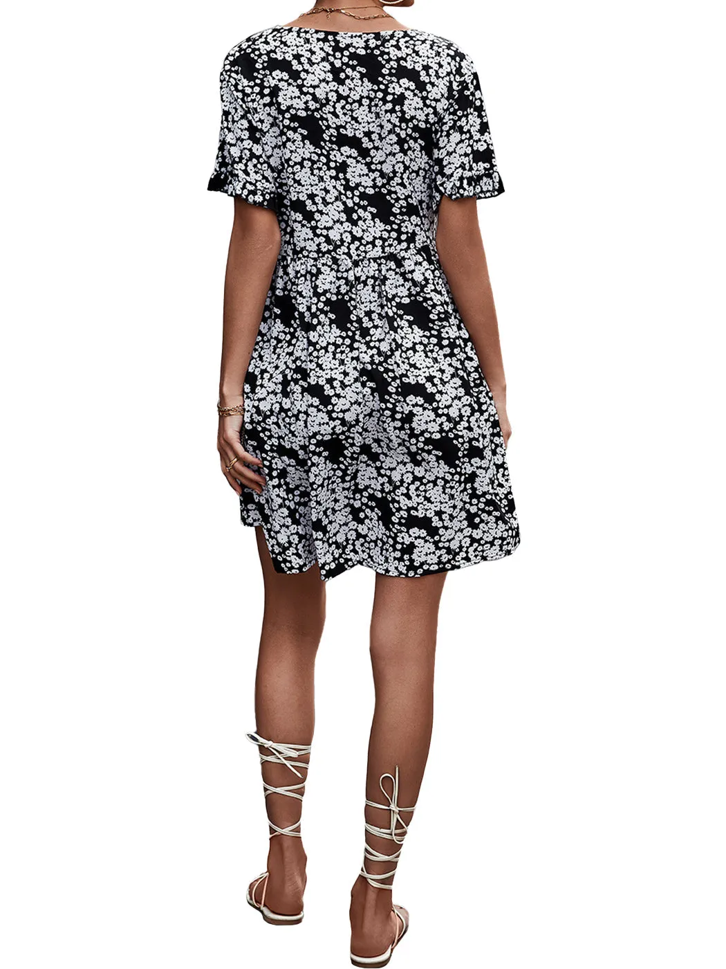 Floral Button Down Pocket Dress