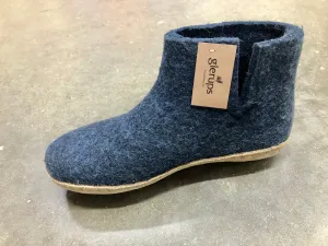 Glerups Bootie Slippers with Leather Sole: DENIM