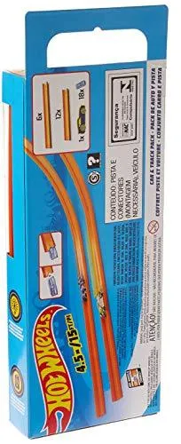 Hot Wheels Track Builder Straight Track with Car 15 Feet [Styles May Vary]