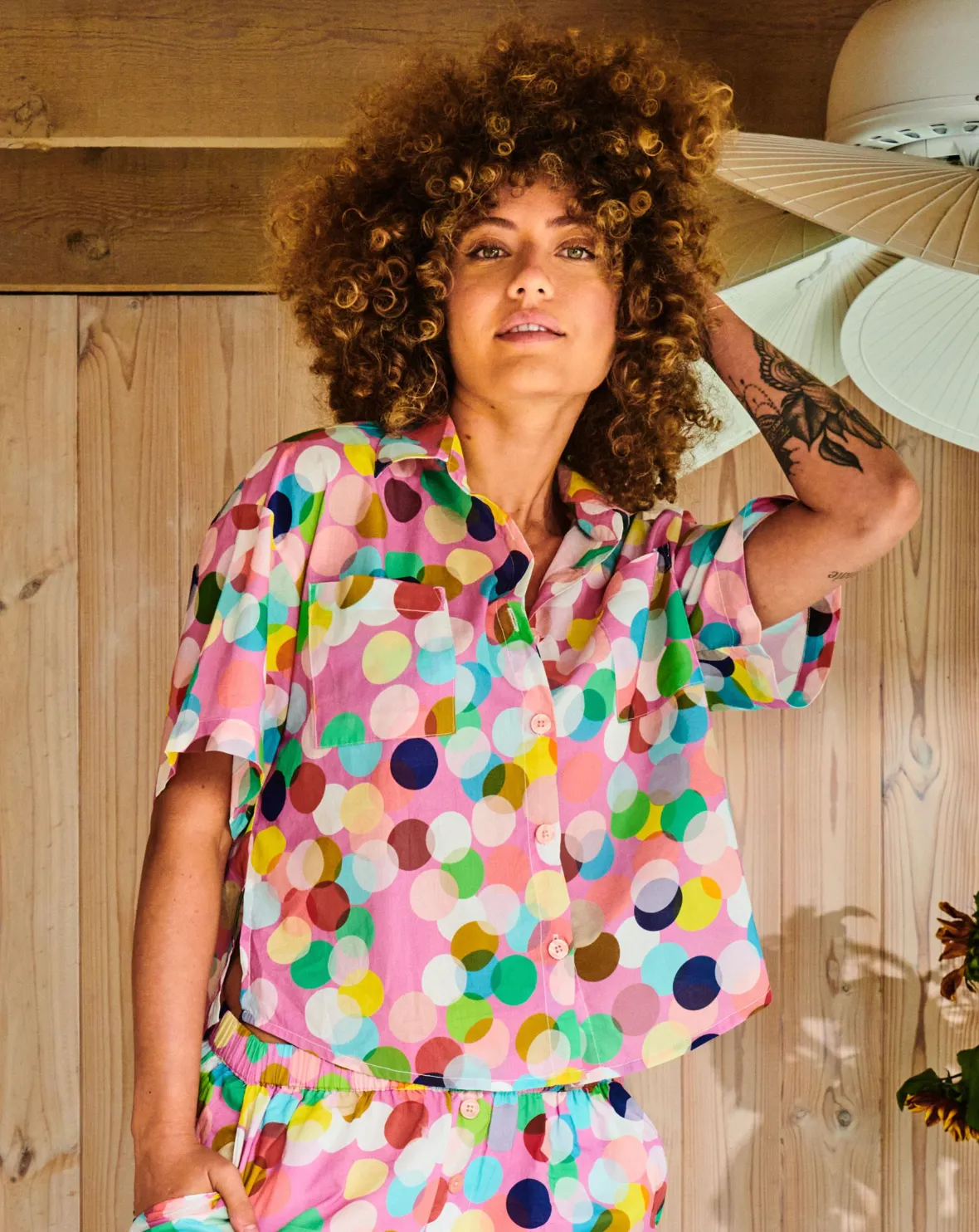 Kip & Co Confetti Pink Organic Cotton Short Sleeve Shirt & Short Pyjama