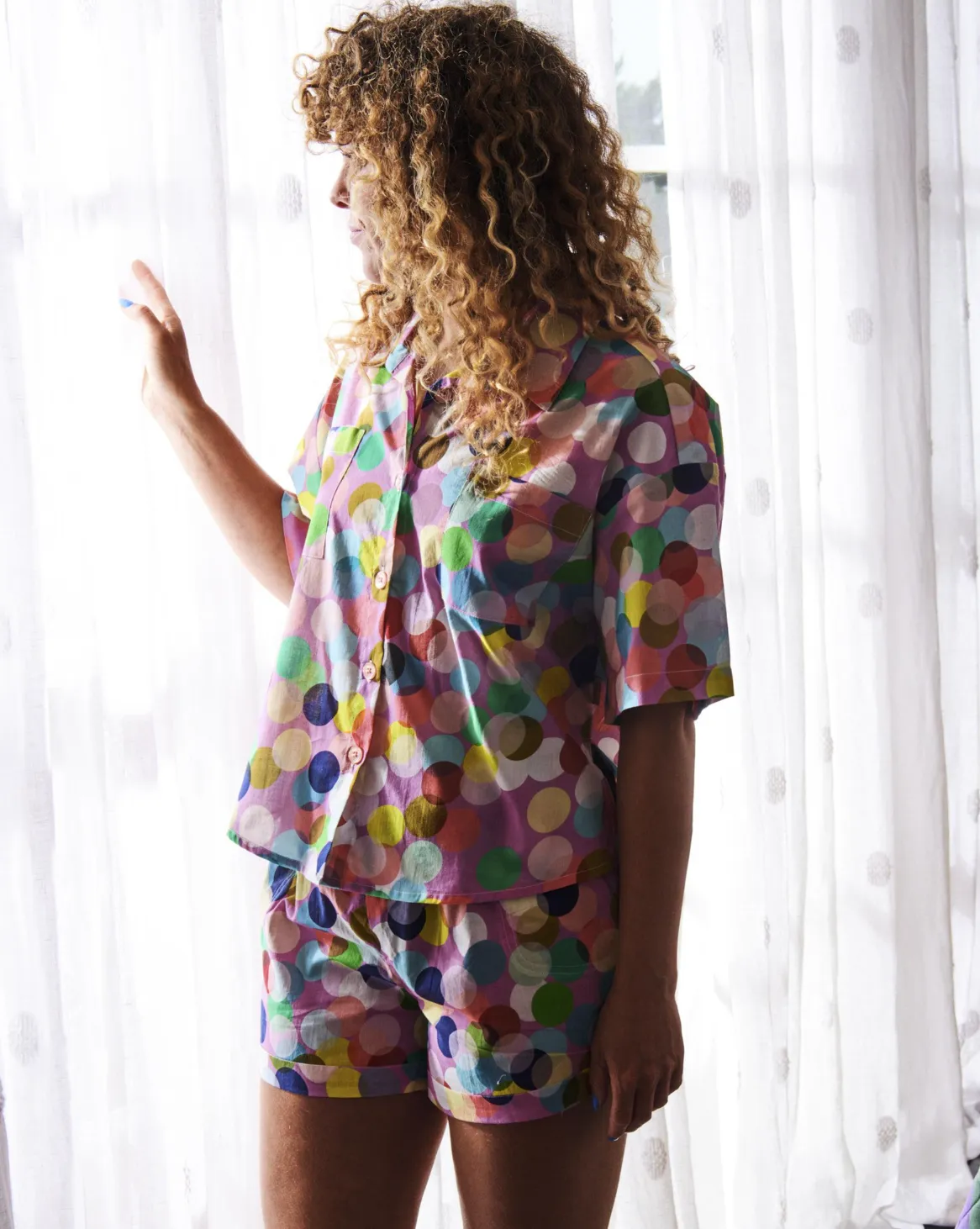 Kip & Co Confetti Pink Organic Cotton Short Sleeve Shirt & Short Pyjama