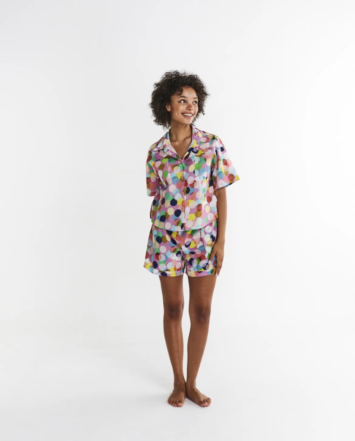 Kip & Co Confetti Pink Organic Cotton Short Sleeve Shirt & Short Pyjama