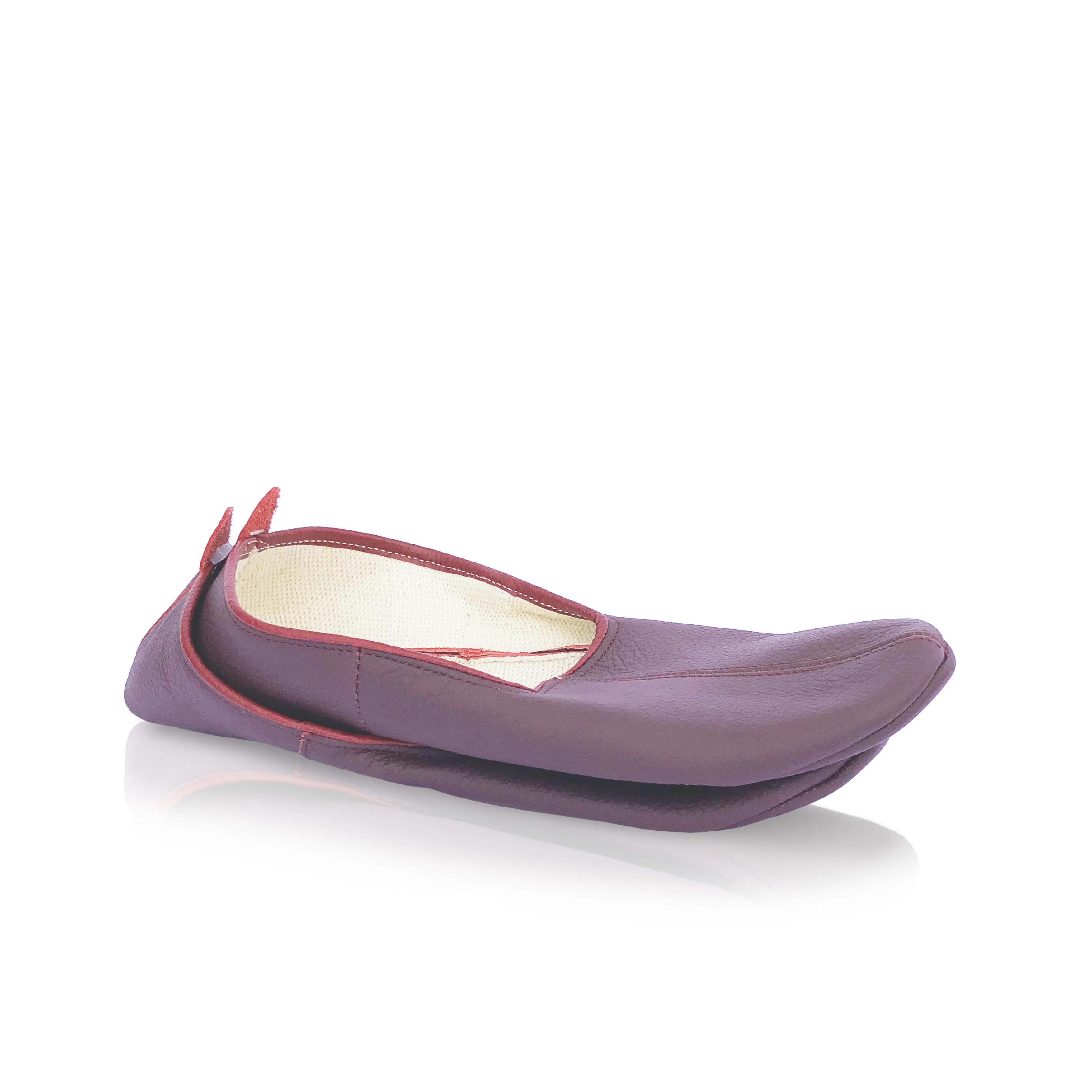 Leather Slippers in Burgandy