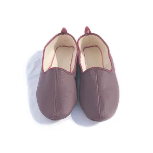 Leather Slippers in Burgandy
