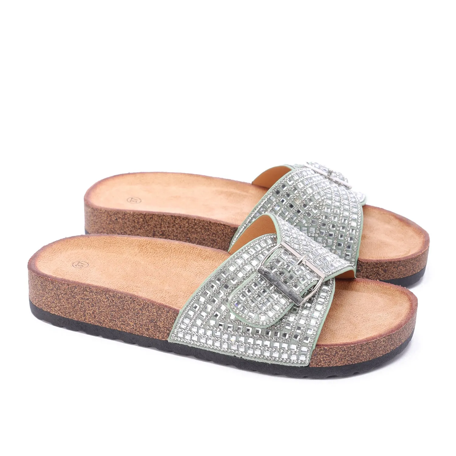 Lumire Crystal Slides-Mint Green