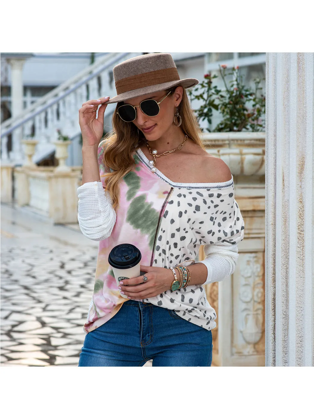 Mixed Print Long Sleeve Shirt