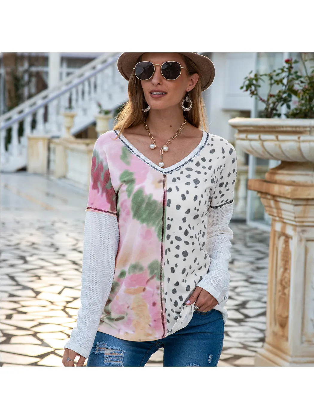 Mixed Print Long Sleeve Shirt