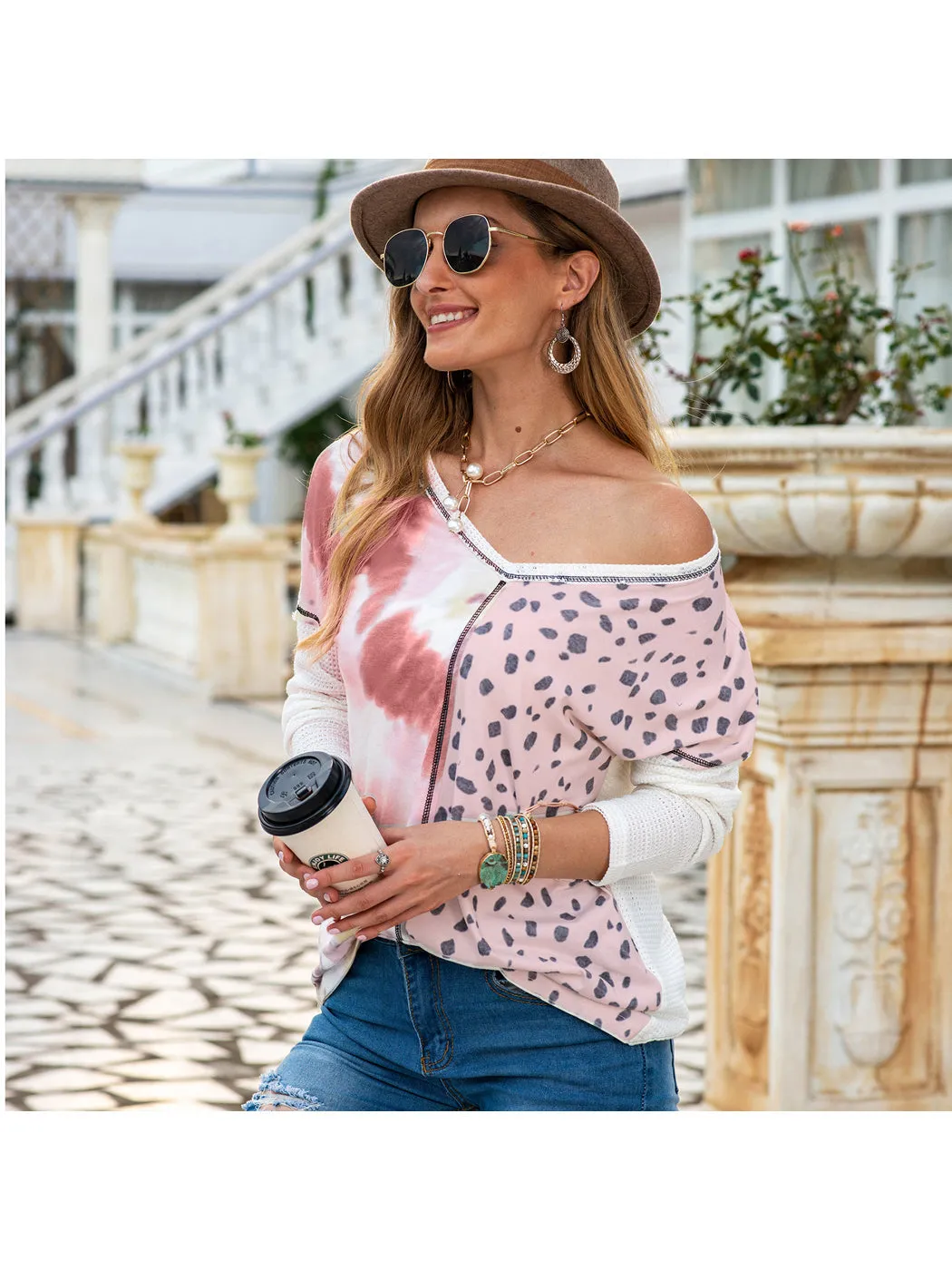 Mixed Print Long Sleeve Shirt