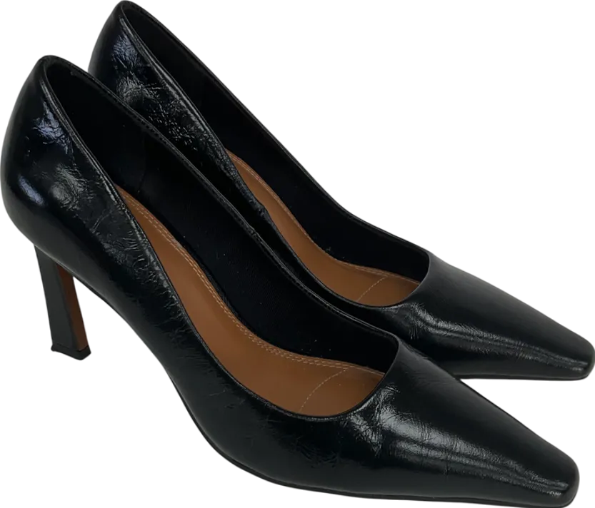 NA-KD Black Leather Heeled Pumps UK 6 EU 39 