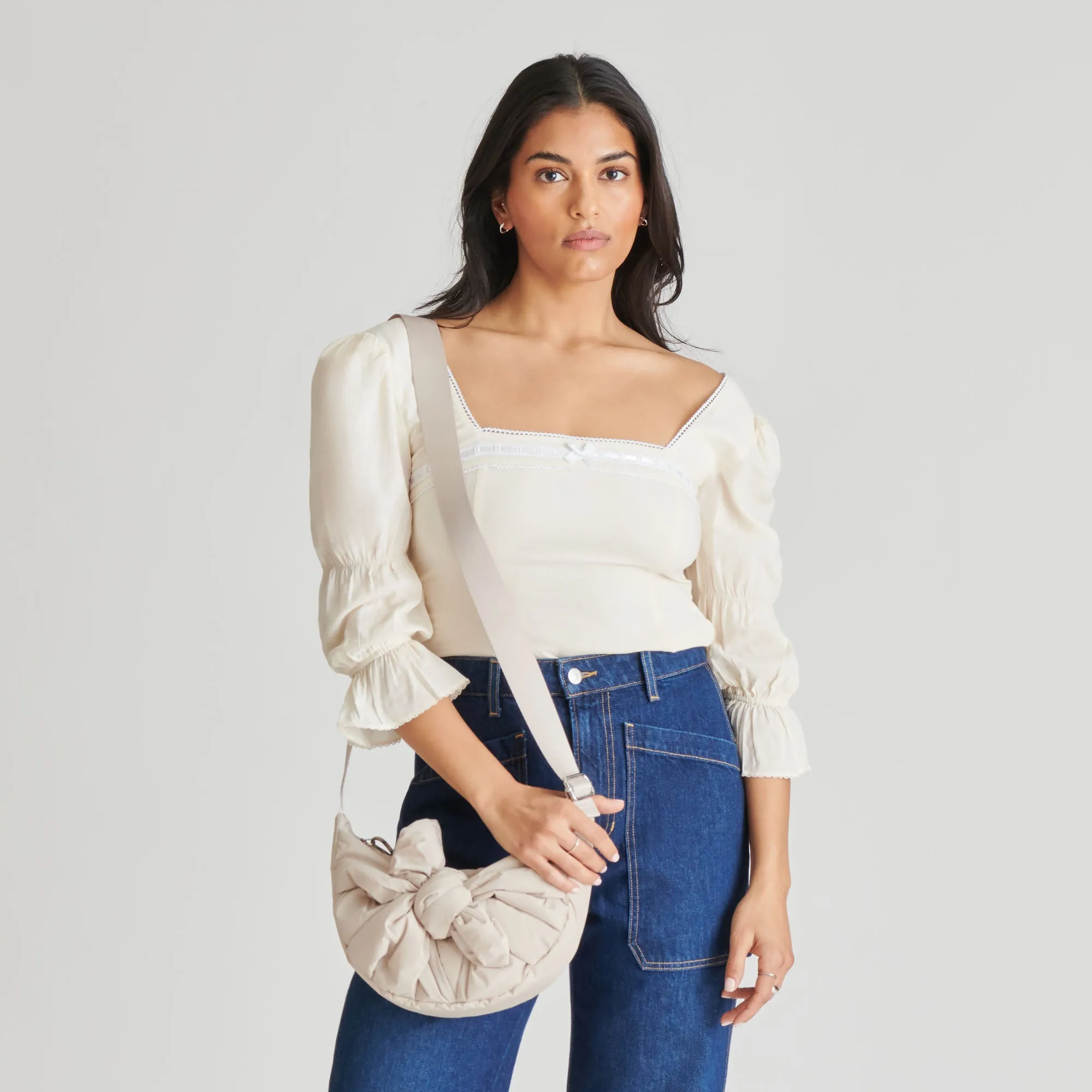 NANCY SHOULDER BAG TAUPE NYLON