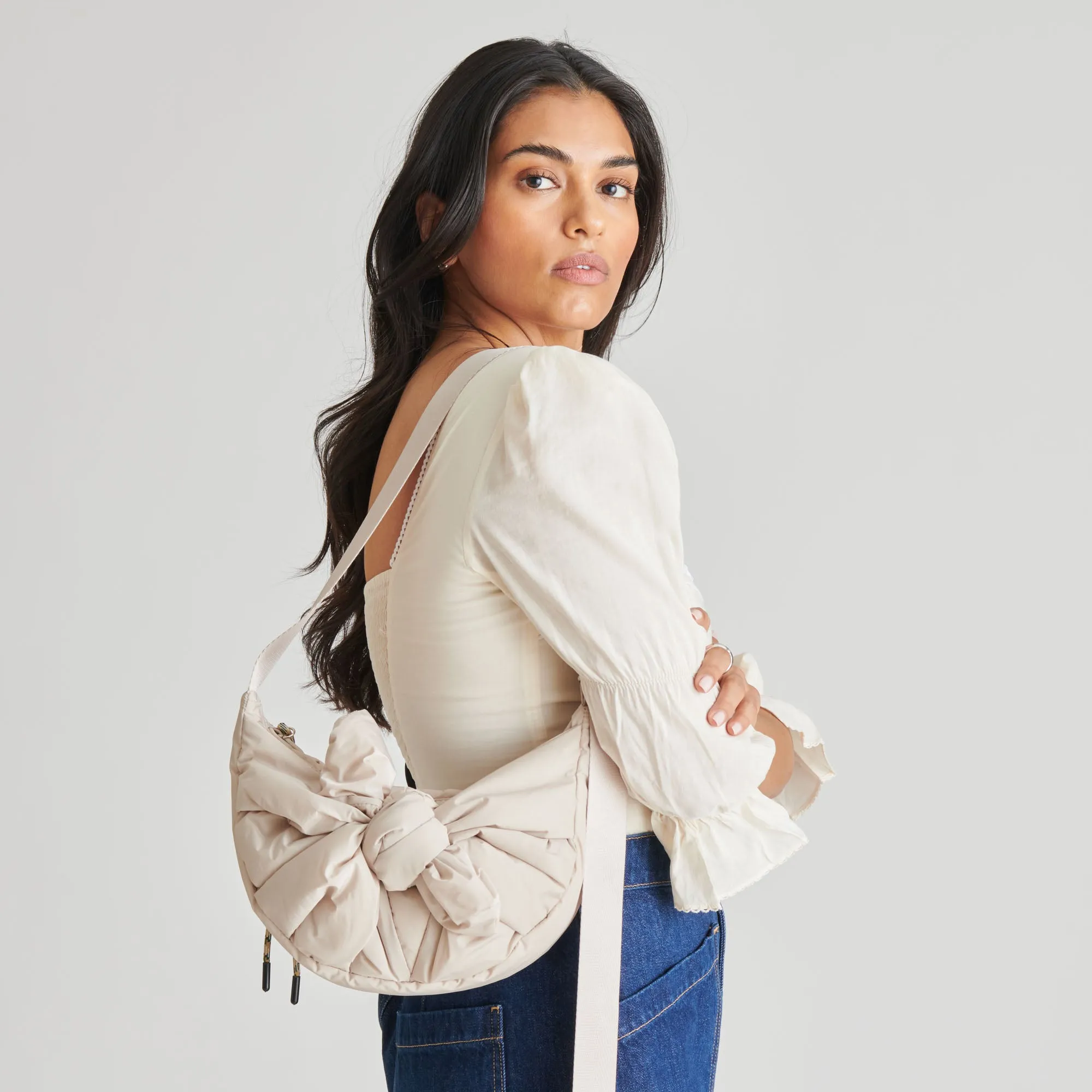 NANCY SHOULDER BAG TAUPE NYLON