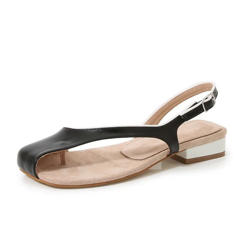 Pre Order:  Pinch Toe Block Heel Flat Sandals
