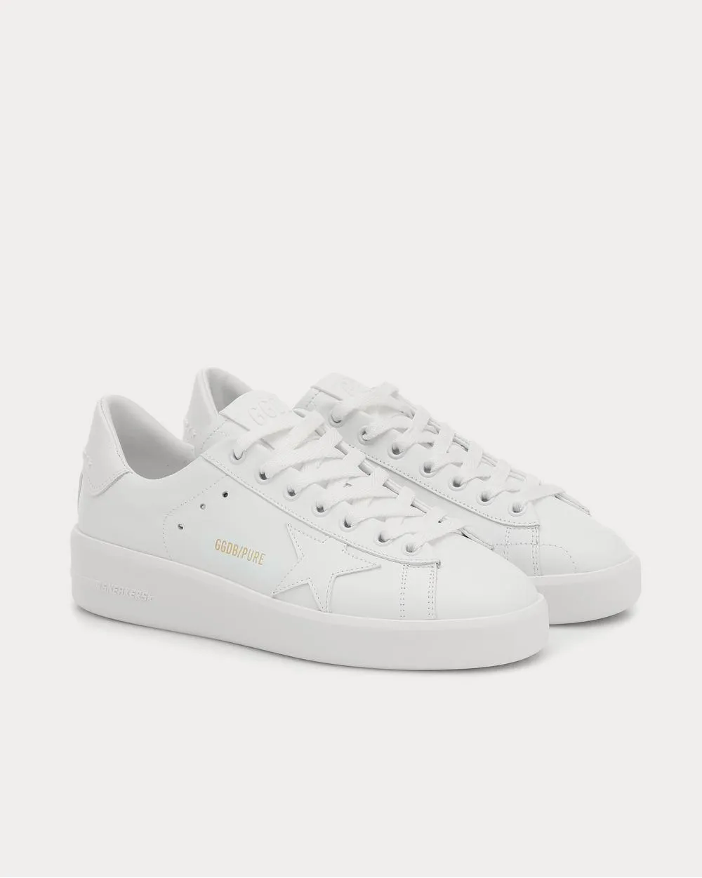 Pure Star leather White Leather-White Heel Low Top Sneakers