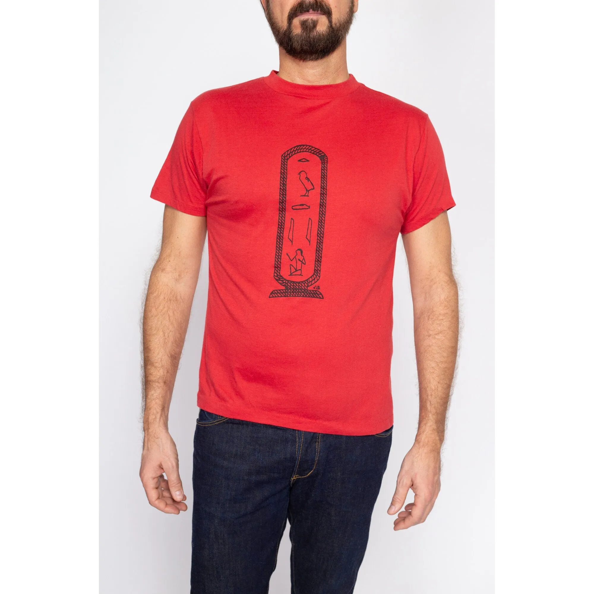 Sm-Med 80s Egyptian Hieroglyphic T Shirt