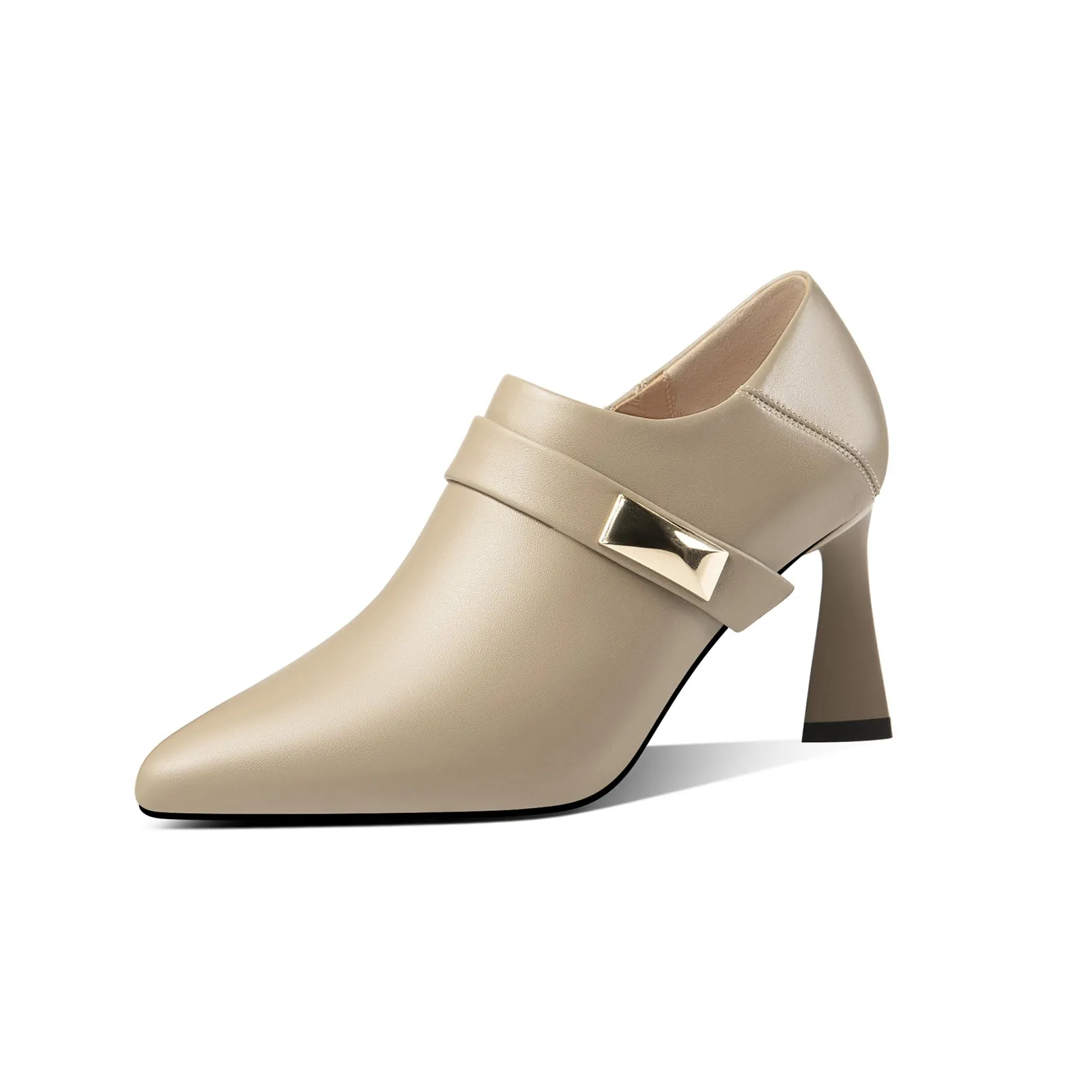 TinaCus Women's Pointed Toe Genuine Leather Handmade Zip Up High Heel Pumps Shoes