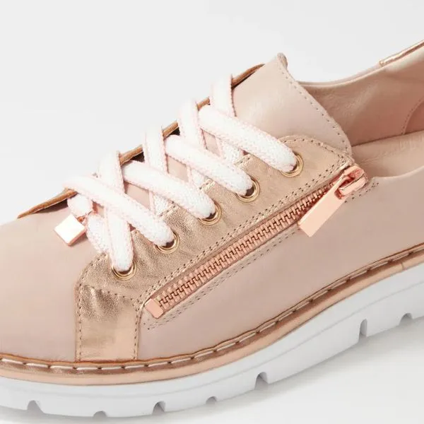 Top End Elos Dusty Pink-Pale Rose Gold Leather Sneakers