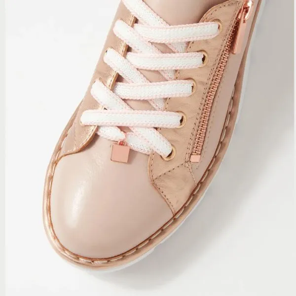 Top End Elos Dusty Pink-Pale Rose Gold Leather Sneakers
