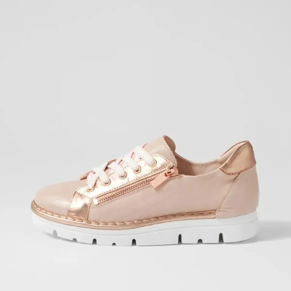 Top End Elos Dusty Pink-Pale Rose Gold Leather Sneakers