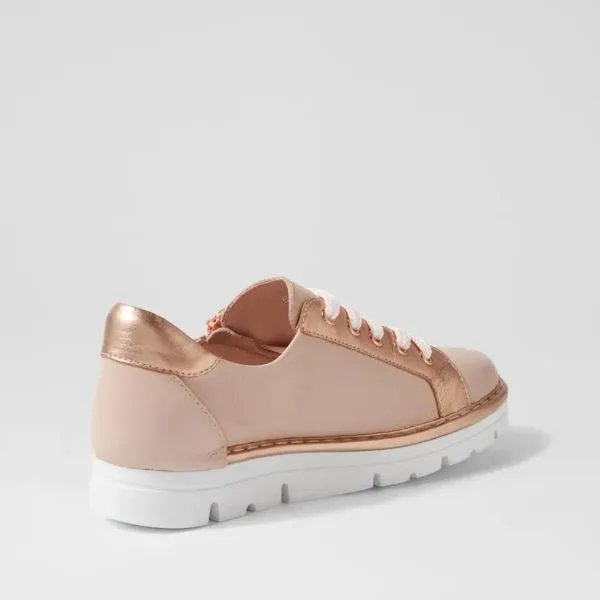 Top End Elos Dusty Pink-Pale Rose Gold Leather Sneakers